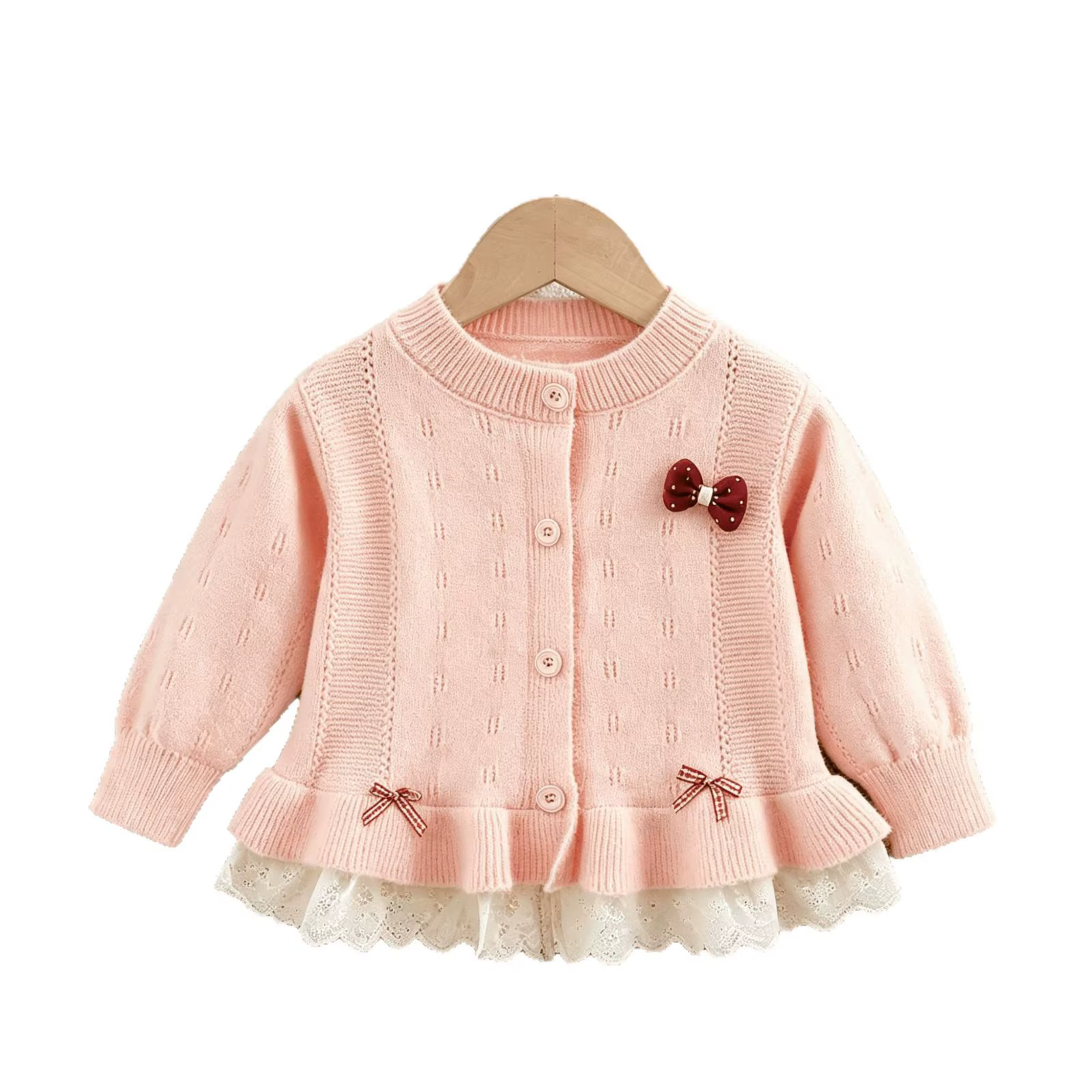 Pull pour filles, nouveau produit d'automne, cardigan en tricot à nœud, jupe mignonne pour enfants, pull, veste