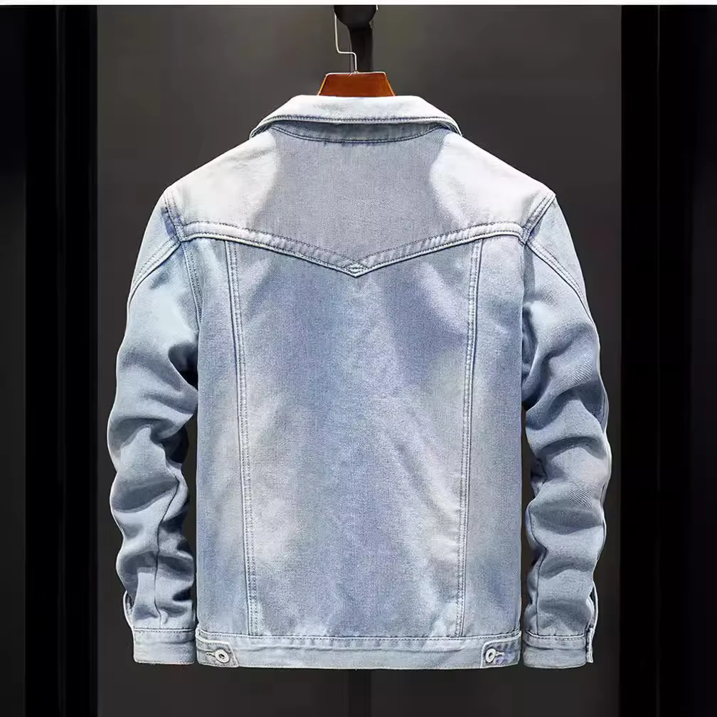 Veste en jean pour hommes, Cardigan à simple boutonnage, manteaux à col rabattu, délavés, amples, poches solides, boutons décontractés, épais épissés
