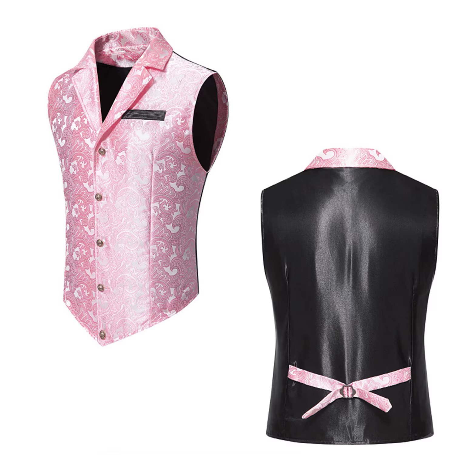 Gilet de costume de mariage de luxe pour hommes, gilet de vacances en jacquard à revers décontracté doré à simple boutonnage, rouge, rose, noir et plus disponible
