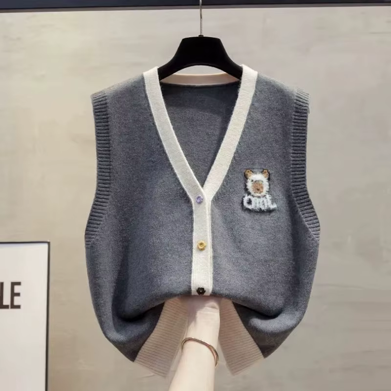 Cardigan gilet gilet gilet femmes 2025 printemps et automne nouveau lâche cheval pince couches pull et gilet