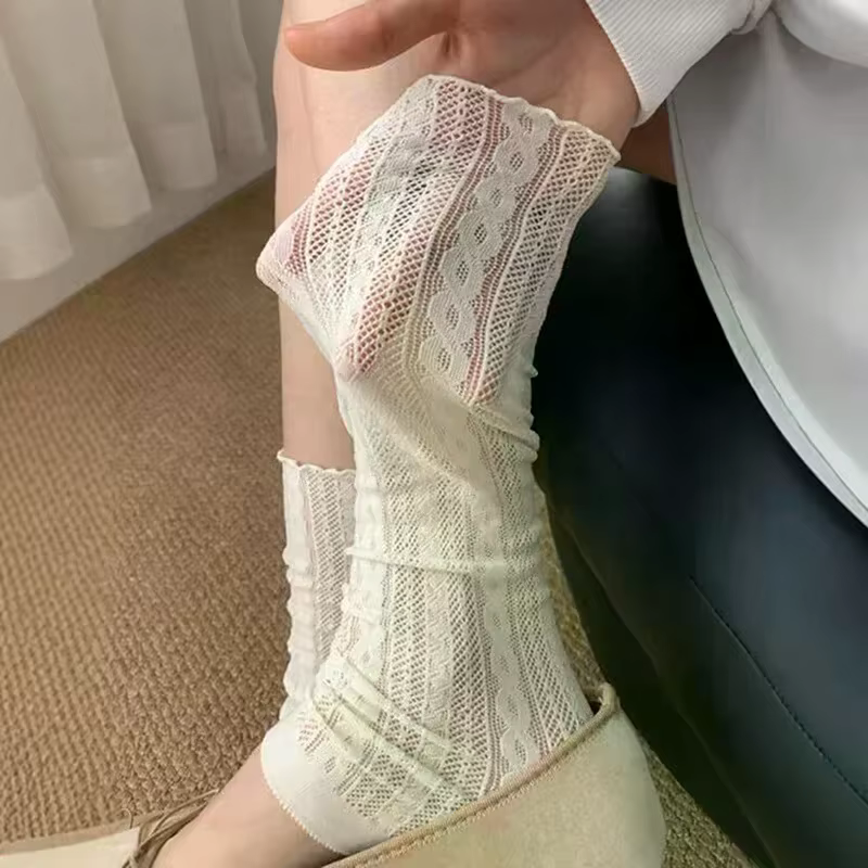Leggings en dentelle Style Ballet, chauffe-jambes en maille pour femmes et filles, chaussettes Lolita Kawaii, manchettes de bottes, chaussettes fines d'été, couverture de manches tricotées