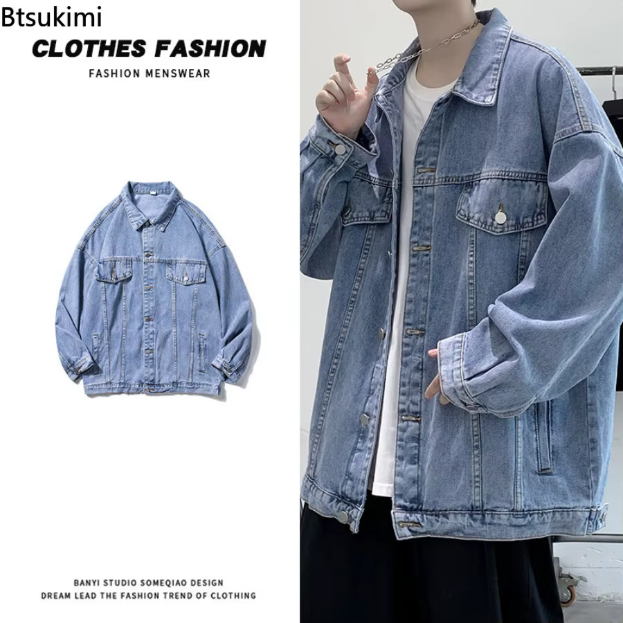 Nouveaux hommes Vintage Denim vestes printemps automne beau ample décontracté vêtements de travail veste mode haute rue classique Jean manteaux mâle