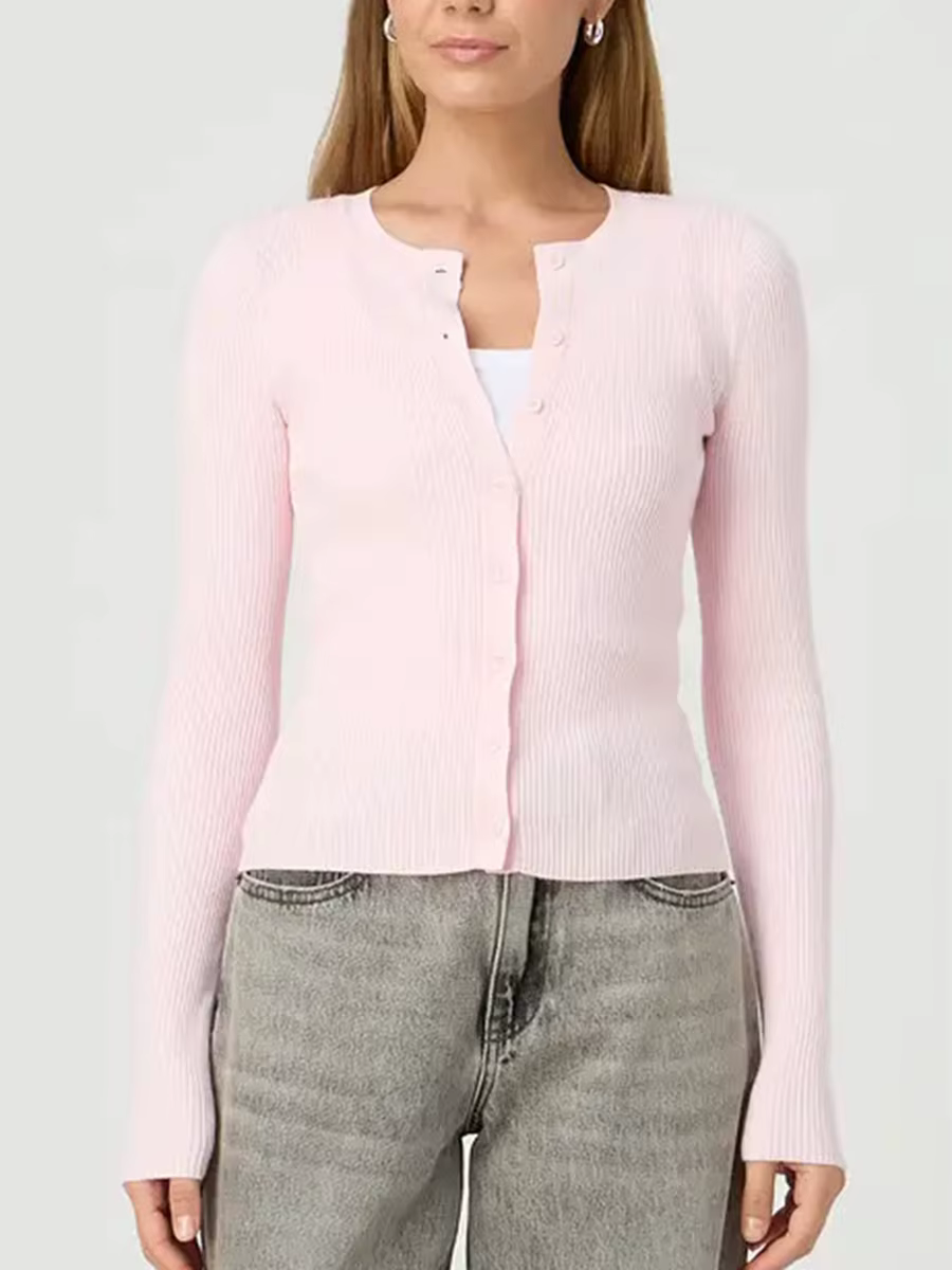 Cardigan à manches longues et col rond pour femmes