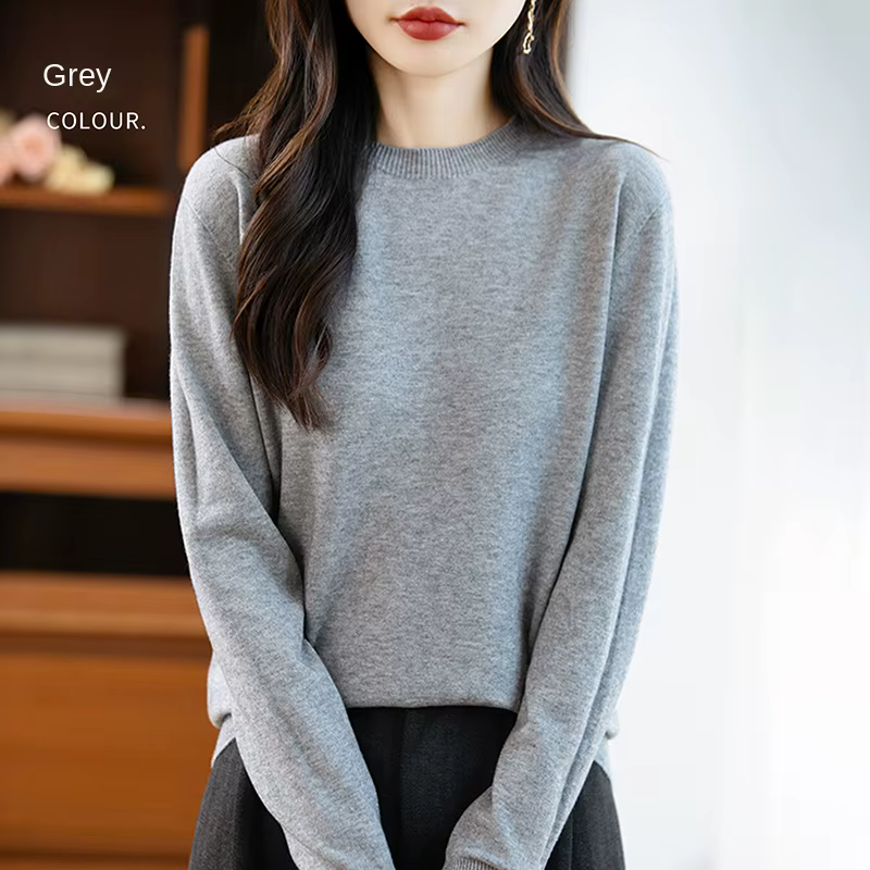 Femmes pull col rond automne hiver basique 100% Andy velours chaud décontracté Pulls