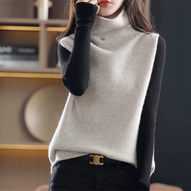 Pull en cachemire à col haut pour femme