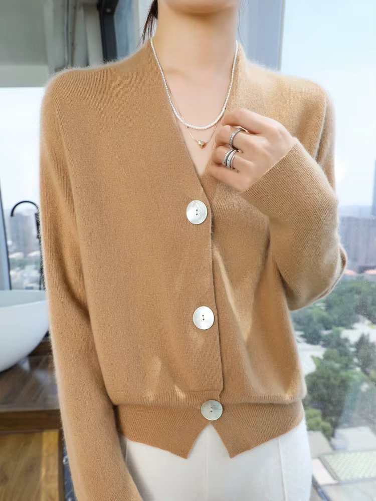 Femmes pull en cachemire col en v Cardigan automne hiver 30%