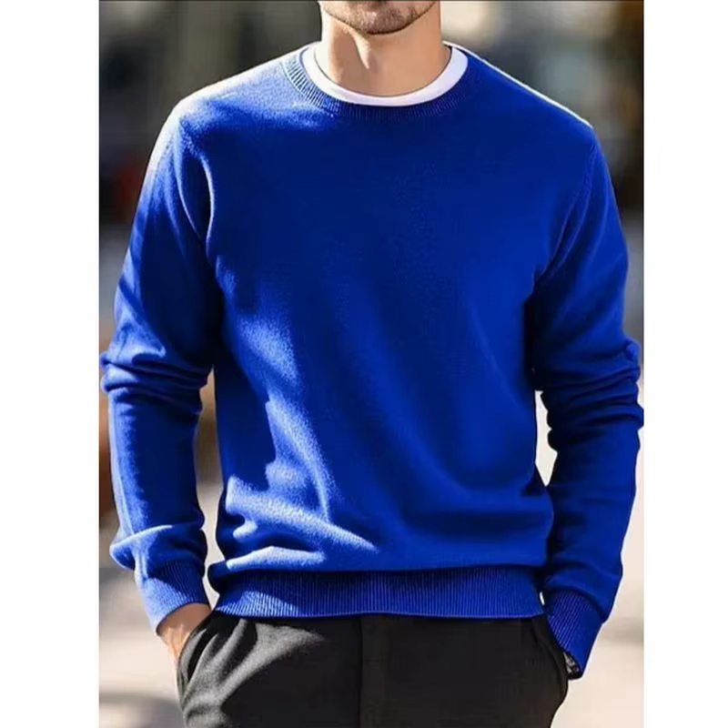 Pull en laine à col rond pour homme, pull, simple et élégant, style coréen, ample et surdimensionné, col roulé, haut de couleur unie.