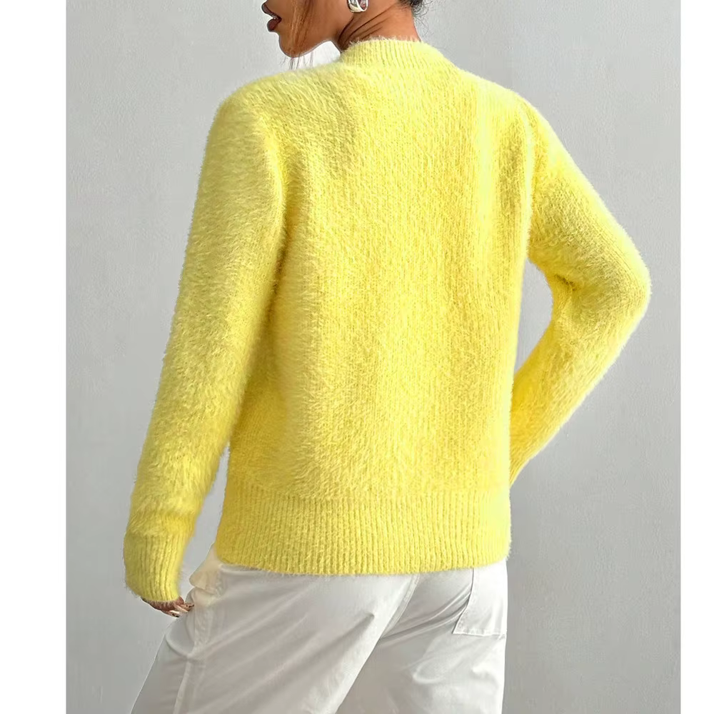 Cardigan jaune à manches longues pour femme