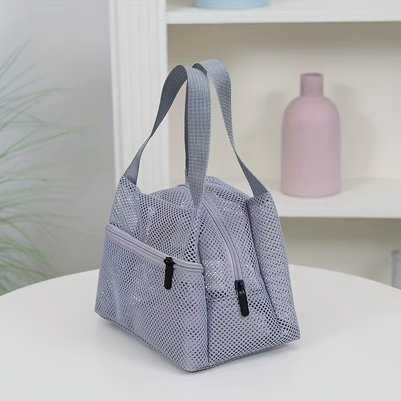 Sac en filet, Sac à main pour femme, Trousse de toilette, Sac de rangement de voyage, Sac à lunch ajouré pour étudiant, Sac bento