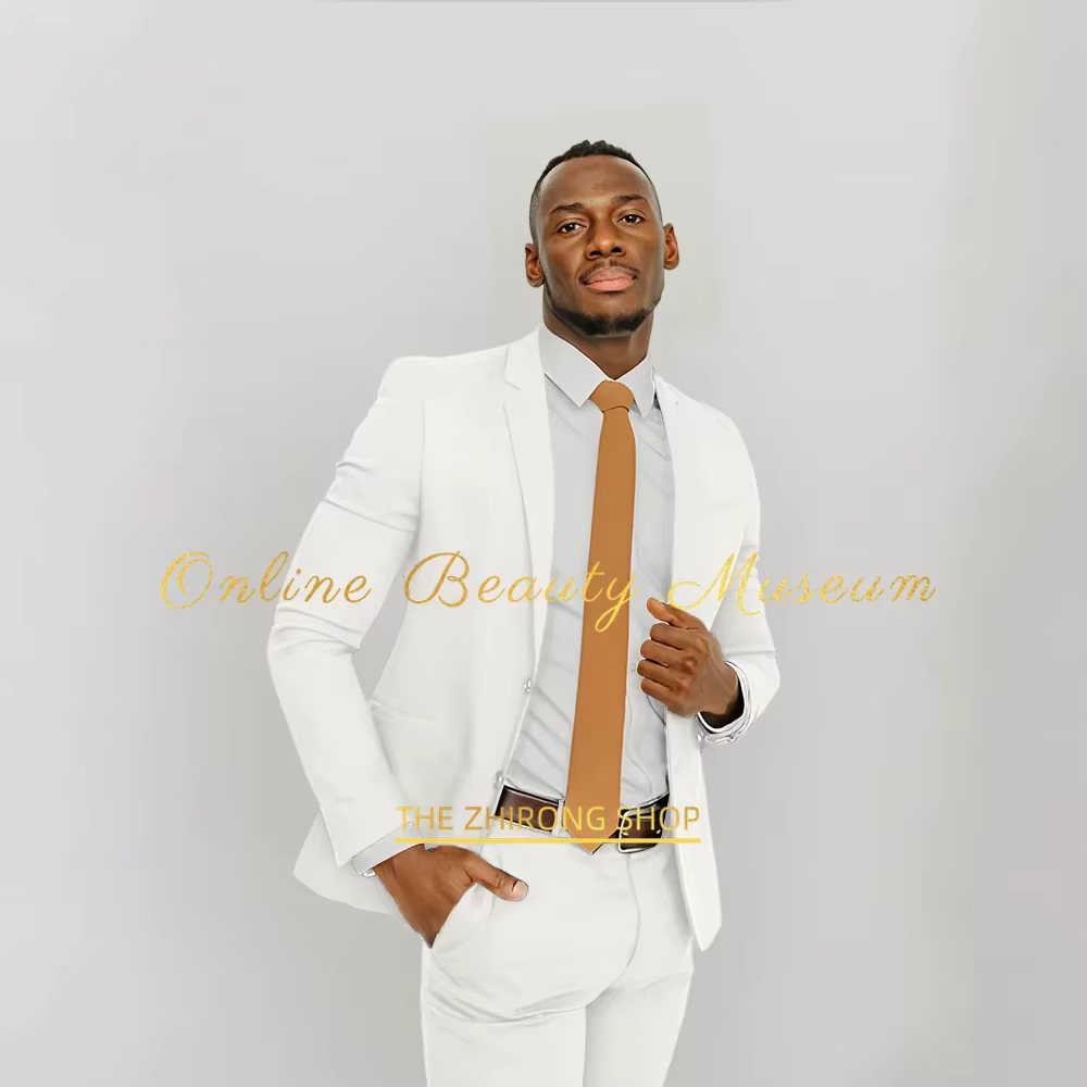 Costume formel beige pour homme 2 pièces (veste + pantalon) – Coupe ajustée pour affaires, mariage, banquet, anniversaire, conférence – Smoking sur mesure