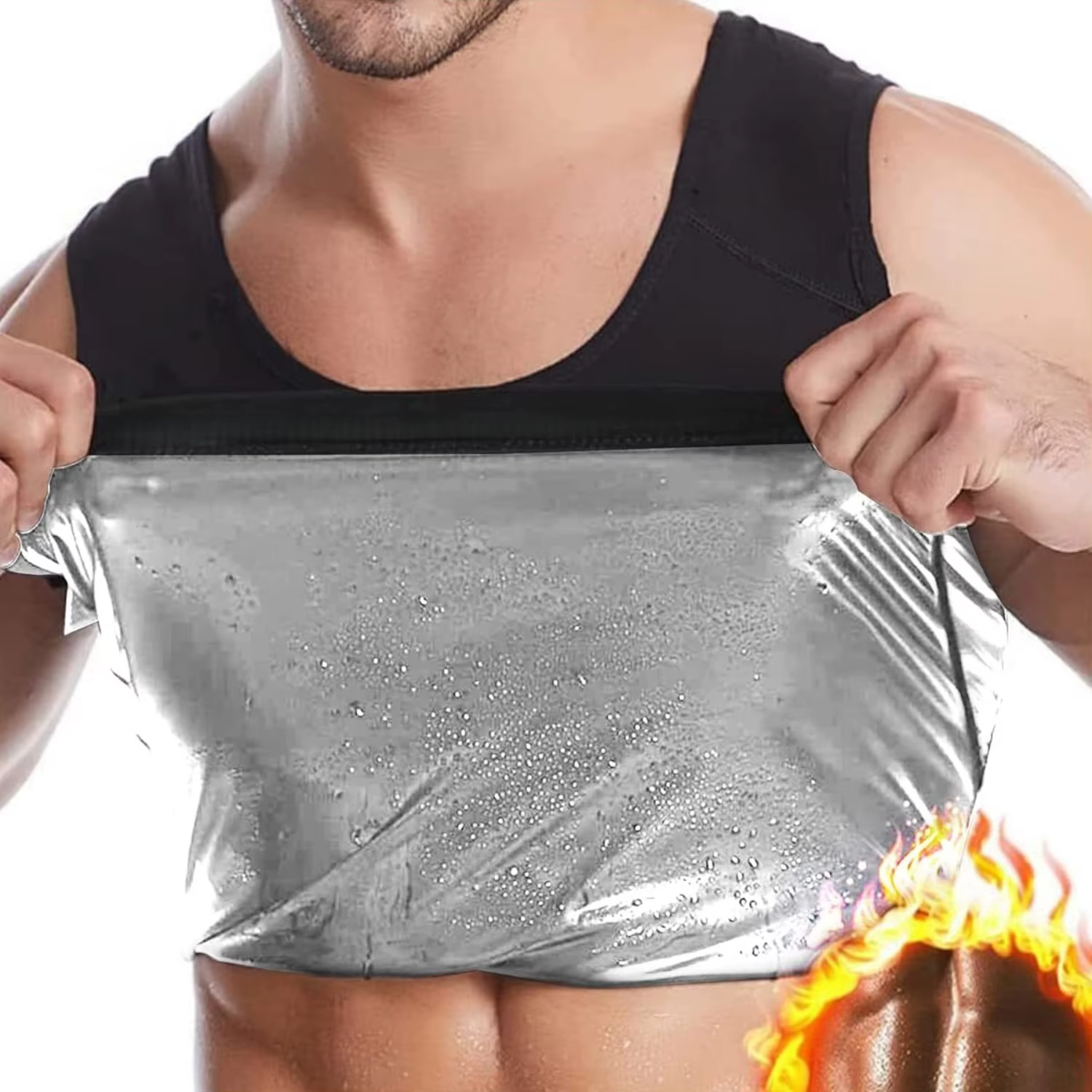 Chemise de sauna pour hommes, corps de sauna à manches courtes, gilet de sauna pour hommes, débardeur d'exercice de gymnastique
