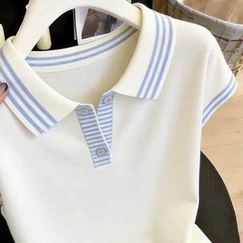 Pulls à manches courtes en tricot pour femmes