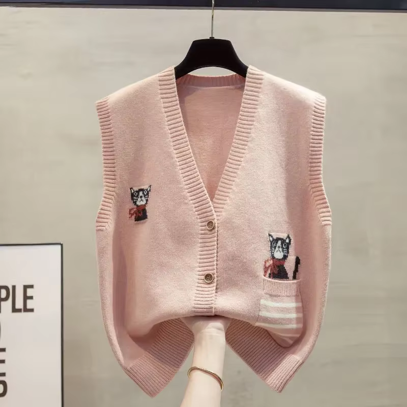 Cardigan tricoté à col en v pour femme