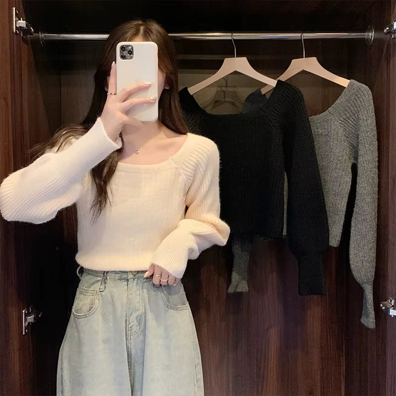 Pull à manches lanternes pour femme