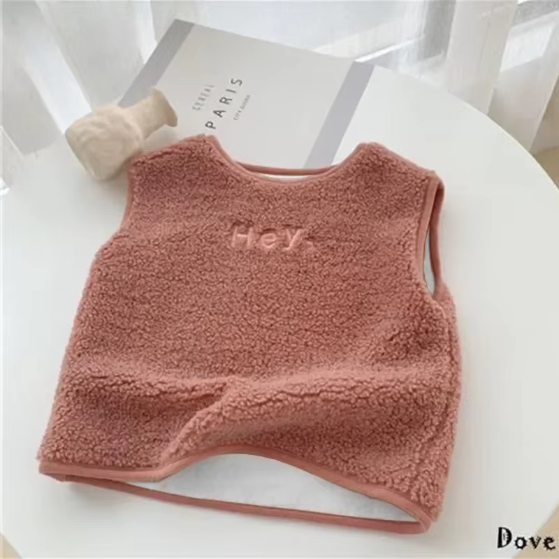 Gilet pour enfants pour l'automne et l'hiver, vêtements d'extérieur pour garçons et filles, gilet à la mode avec polaire en peluche, Style Simple