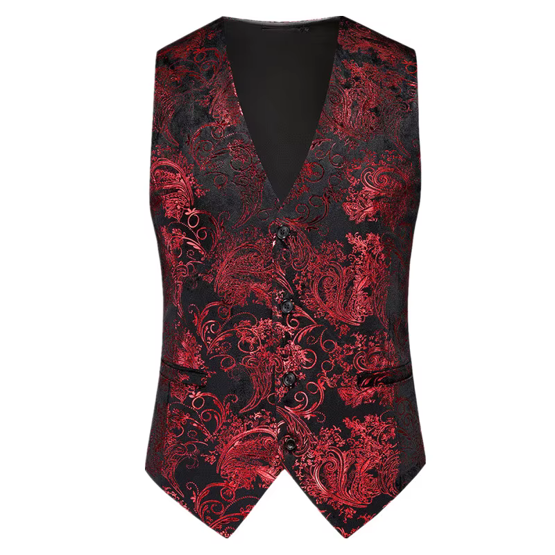 Nouveaux hommes de luxe velours costume gilet or chaud haut imprimé mode Homme affaires Social mariage bal robe de soirée gilet