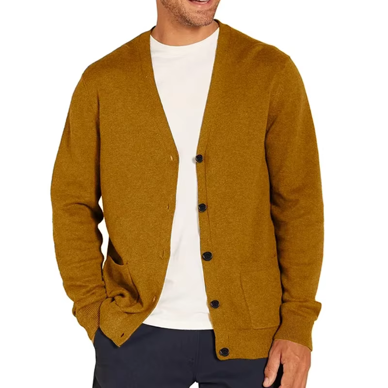 Cardigan Homme Col V Manches Longues en Maille Douce Boutonné Léger Style Oversize Décontracté Chic Veste Tricotée Hauts