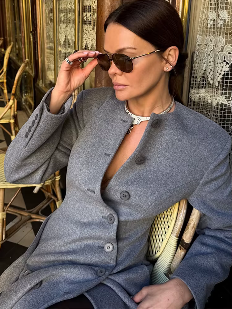 Veste bombardier à lacets épissé en simili cuir pour femme, manteau élégant à col en v, manches longues, cintré à la taille, Chic, vêtements d'extérieur pour dames