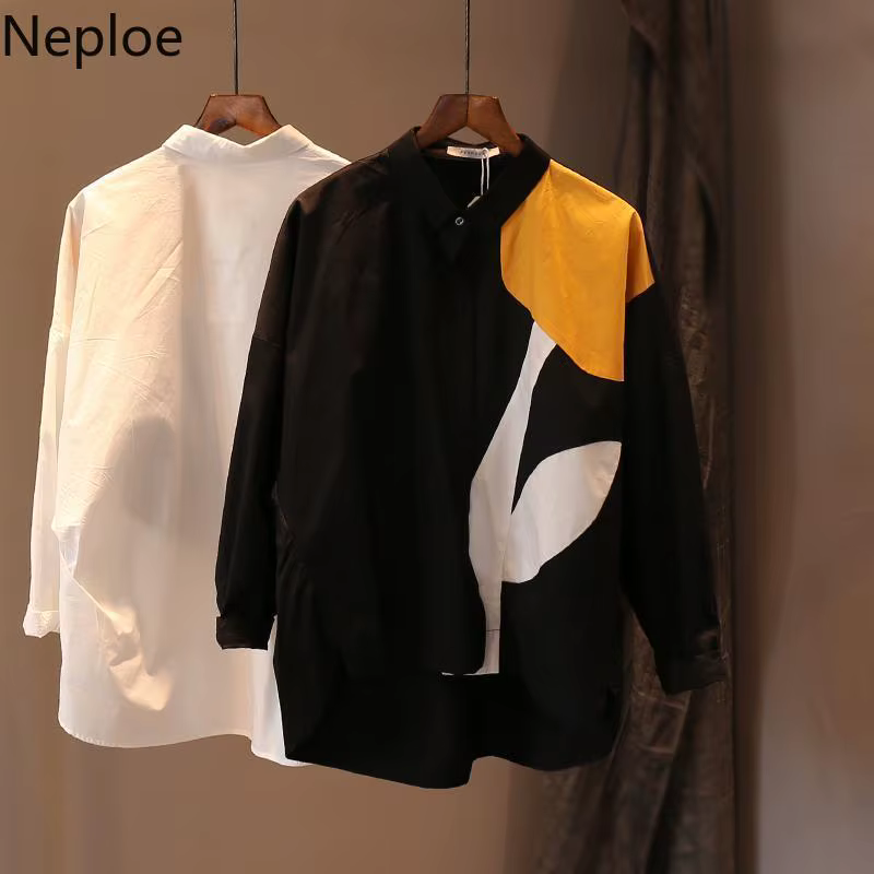 Chemise blanche à manches longues pour femmes, chemisiers College de fleurs, vêtements en Y élégants, vintage, mode coréenne