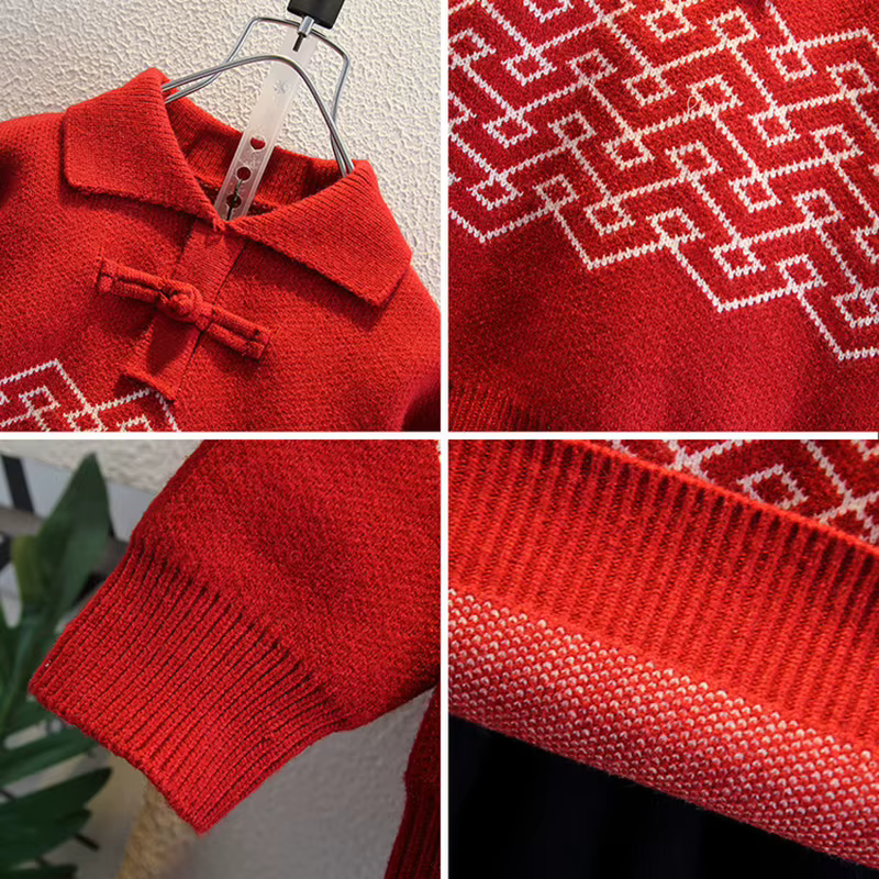 Élégant bébé garçon couleur rouge col rabattu pull enfant en bas âge nouveau printemps tricoté vêtements enfants mode tricots âge 2-11 ans