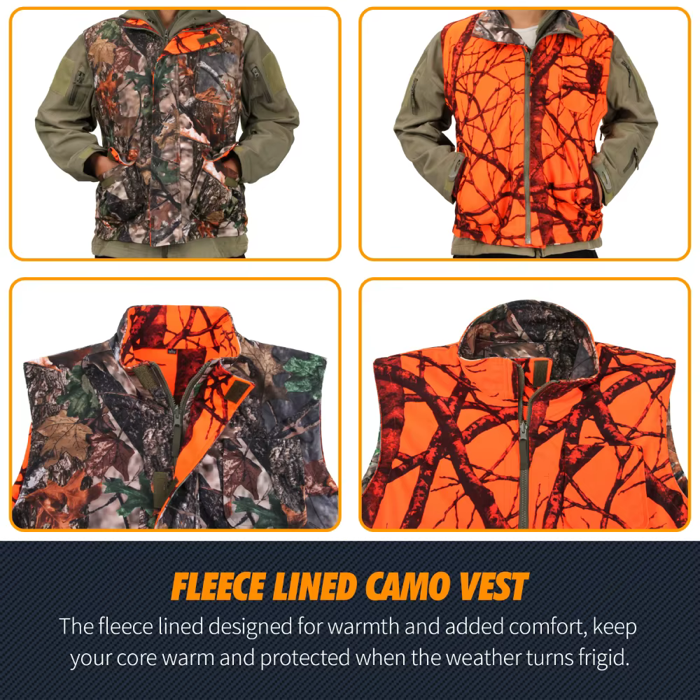 Blouson de chasse en fibre orange pour homme, gilet d'extérieur, manteau de champ respirant, nombreuses poches, camsalomon
