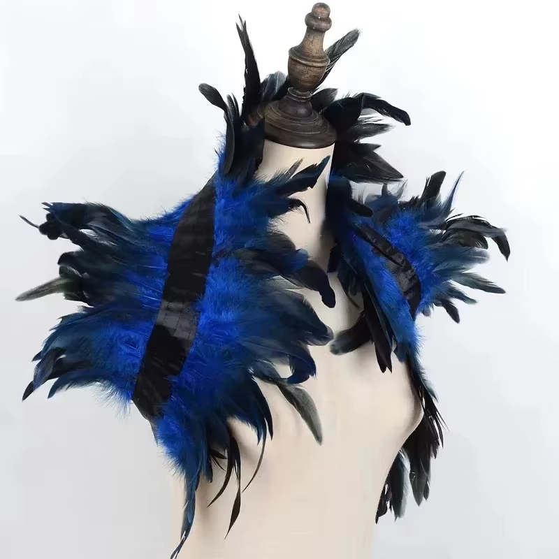 Col Cape en plumes véritable, Design gothique de cygne pour femmes, spectacle sur scène d'halloween, enveloppe d'épaule gothique Lolita