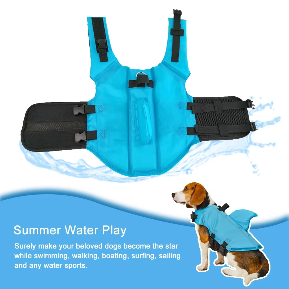 Gilet de sauvetage pour chien Shark Fin, flottabilité améliorée, vêtements de natation pour petits chiens, gilet de sécurité avec poignée pour le surf canin