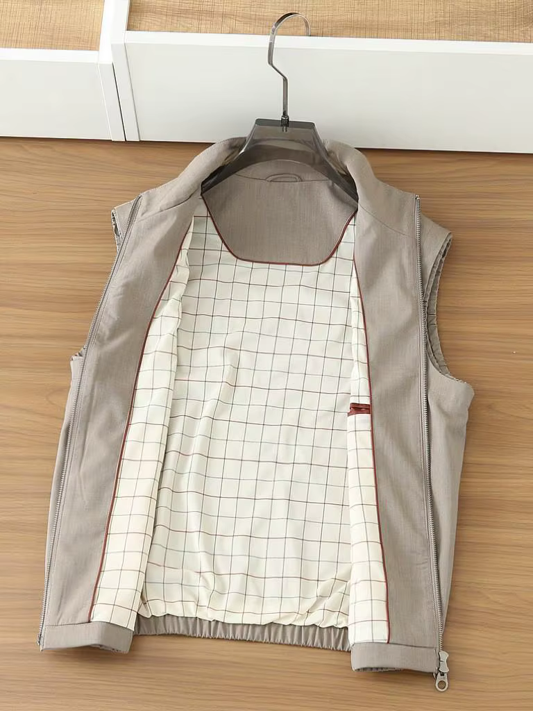 Veste décontractée pour homme en lin, col montant, polyvalente, style business