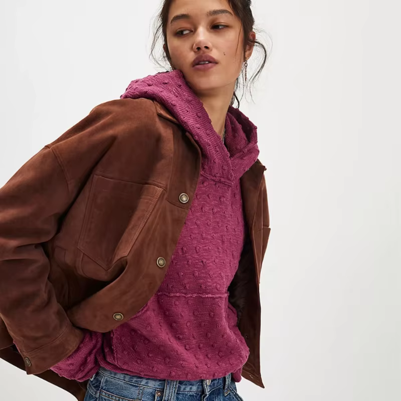 2025 automne et hiver vêtements pour femmes nouveau décontracté coupe ample pull à capuche tricoté