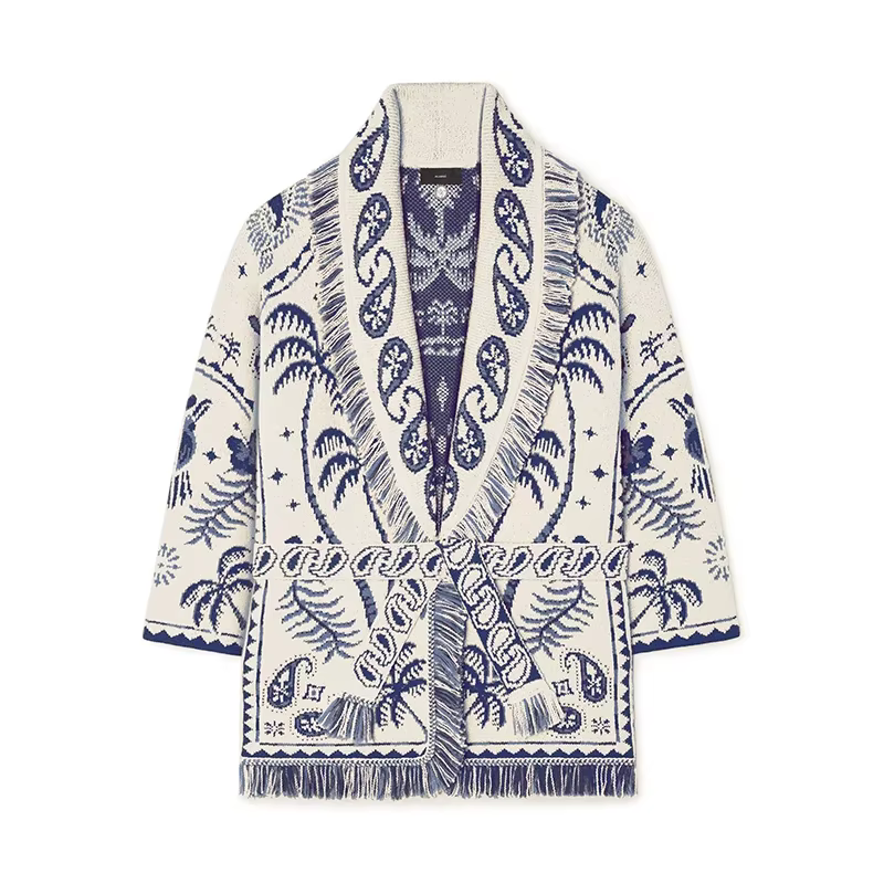Cardigan tricoté à col en fausse fourrure pour femme