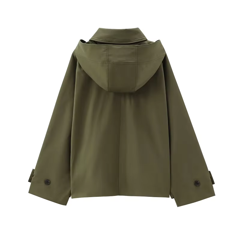 HXAO vert chaud hiver vestes à capuche femmes 2024 automne extérieur surdimensionné Bomber veste manteaux Demi-saison coupe-vent vêtements d'extérieur