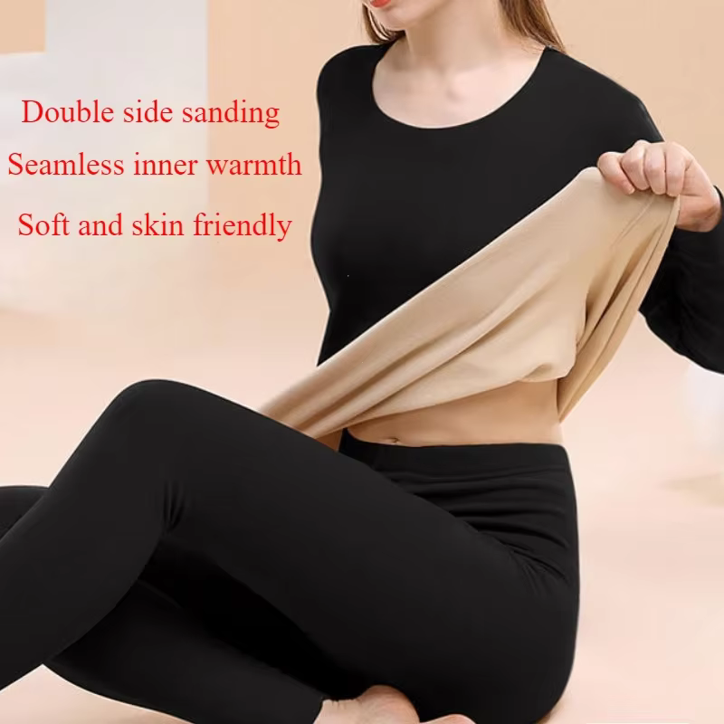 Ensemble de sous-vêtements thermiques pour femmes, vêtements thermiques, première couche de Base, caleçon long doublé en polaire pour l'hiver par temps froid