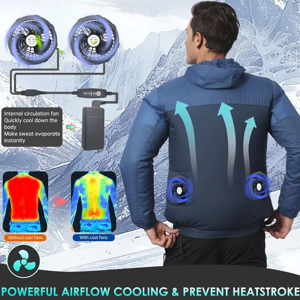 Gilet de refroidissement rapide avec ventilateur DC pour homme, idéal pour la randonnée en extérieur par temps chaud – Veste climatisée d'été