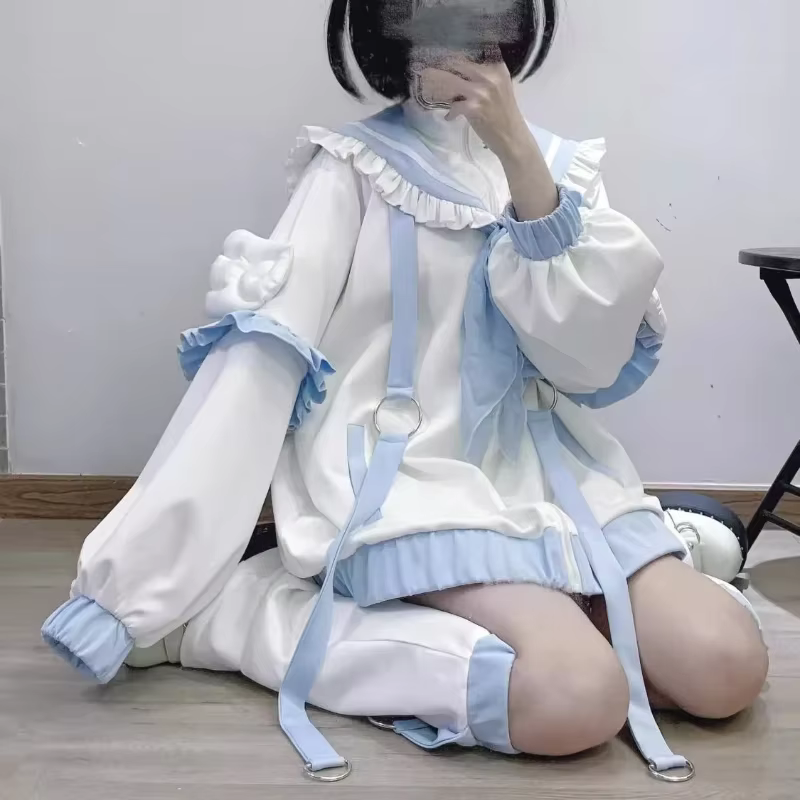 Cardigan à col marin Harajuku pour femme