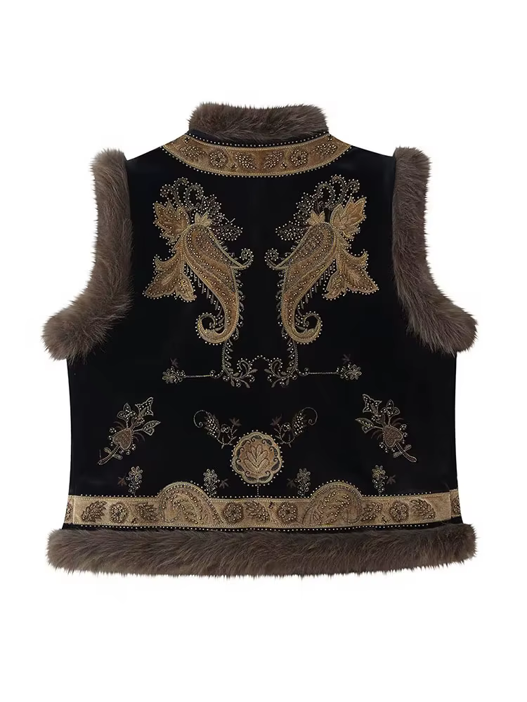 HH Fashion Gilet Chaud Sans Manches Rétro Style Urbain pour Femme