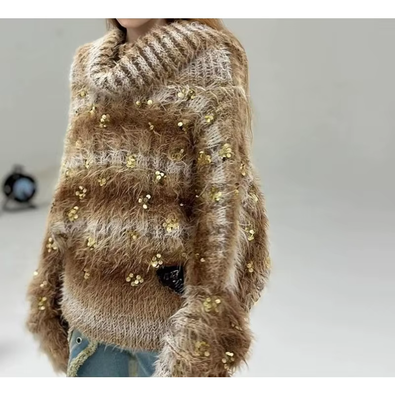 Haut en tricot Vintage à paillettes