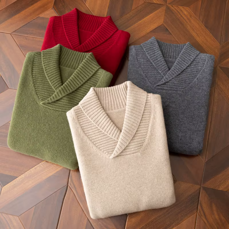 Pull à col rond pour hommes, chemise à bascule en tricot de cachemire, 100% laine Pure, ample, couleur unie, pull Jacquard décontracté