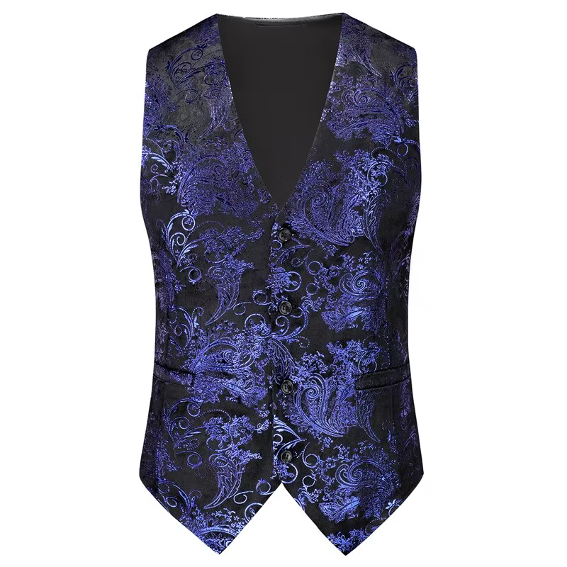Nouveaux hommes de luxe velours costume gilet or chaud haut imprimé mode Homme affaires Social mariage bal robe de soirée gilet
