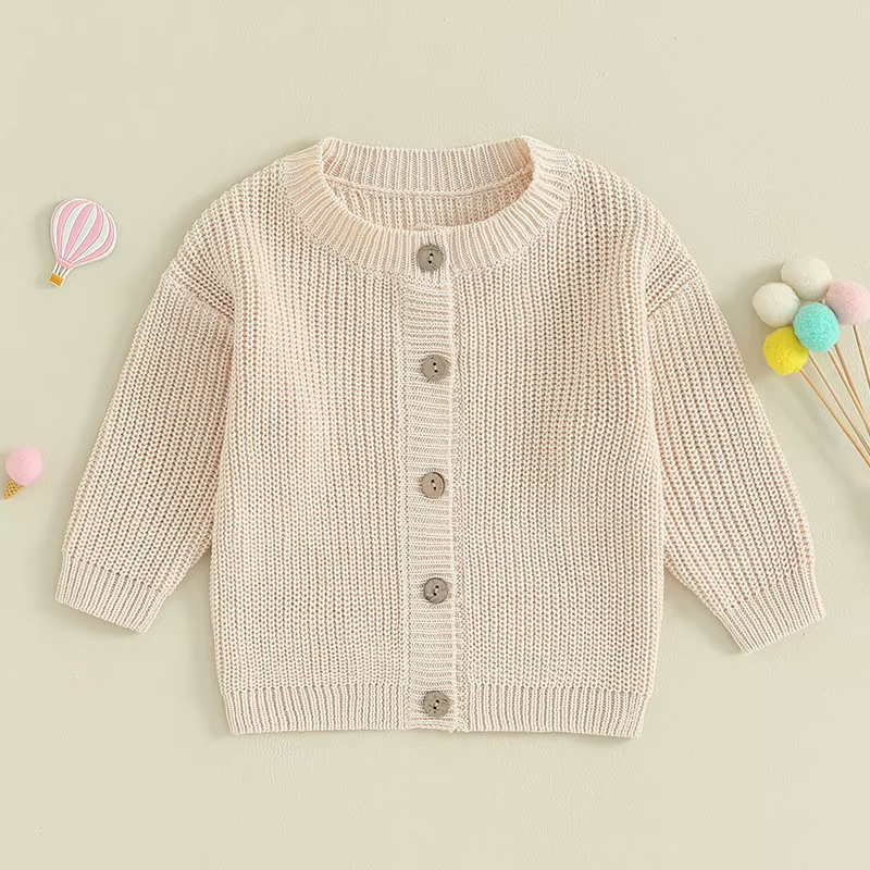 Pull à manches longues pour bébé fille et garçon, cardigan en tricot, manteau mignon, pull boutonné, automne, hiver