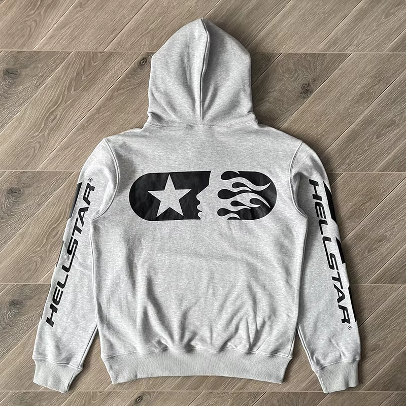 Sweat à capuche échantillon de pull gris fleur HS
