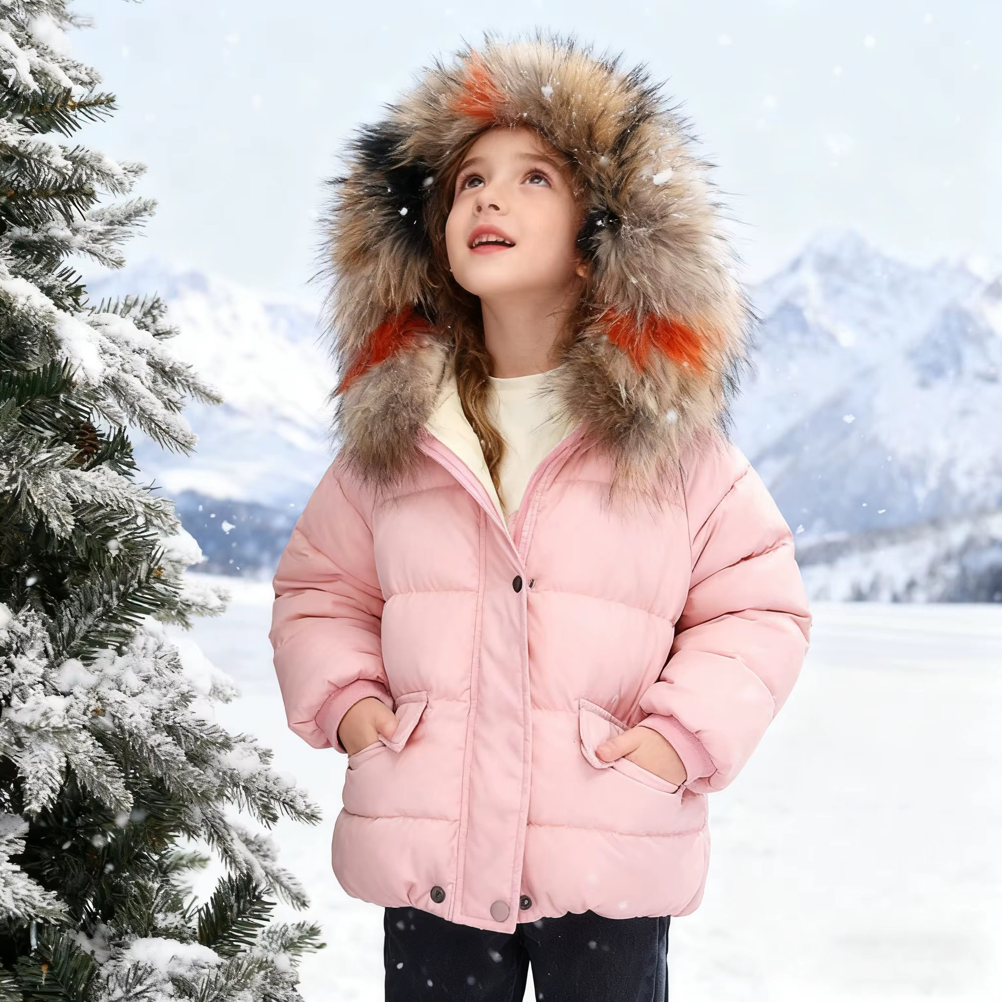 Doudoune légère à capuche pour garçon et fille, manteau pour enfants, vêtements d'extérieur d'automne et d'hiver, à la mode, vêtements de noël et du nouvel an