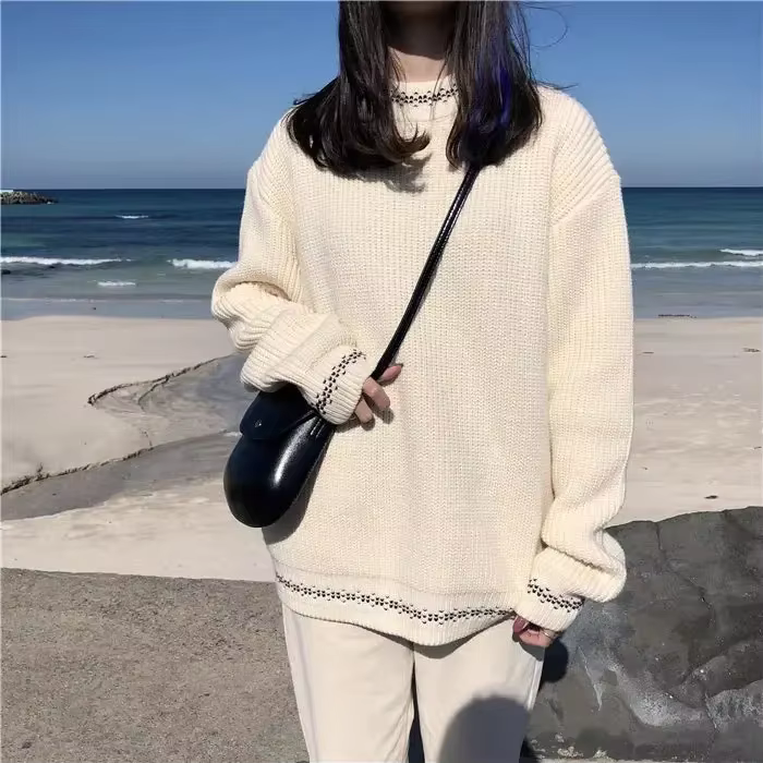 Pull rétro à manches longues pour femme