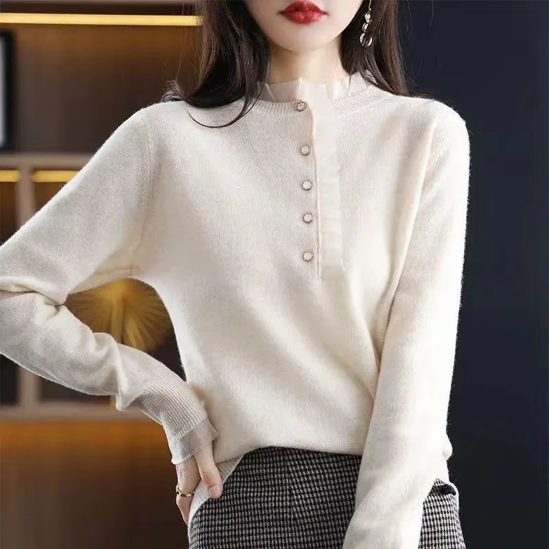 Pull en dentelle à manches longues pour femmes