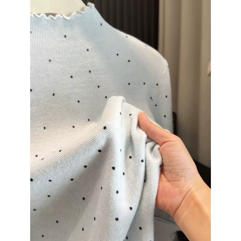 Pull à pois femmes à manches longues