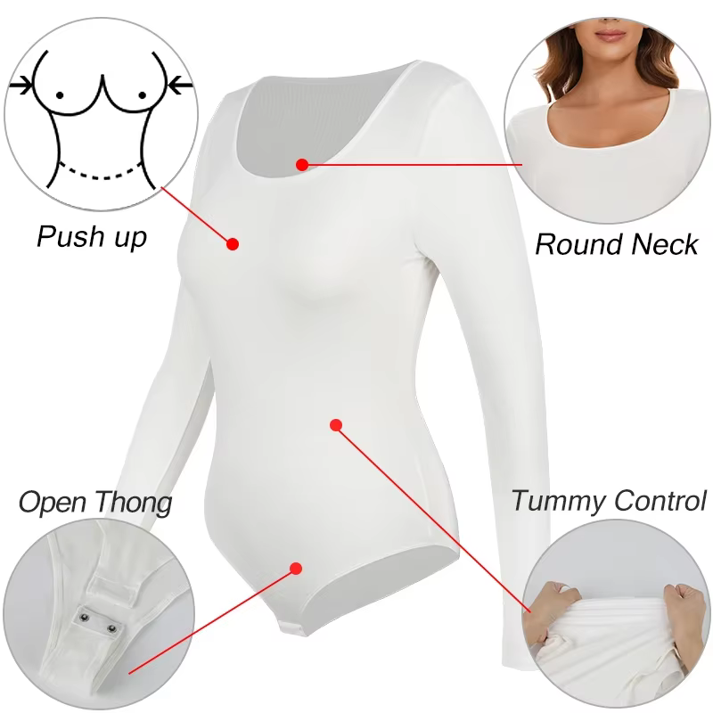 Sous-vêtement thermique à col rond pour femme, combinaison de batterie, coton, doublé sourire, chemise à fond en fibre chauffante, garde au chaud, hiver froid