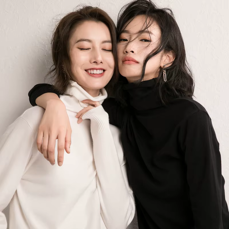 Pull à col roulé à manches longues pour femmes