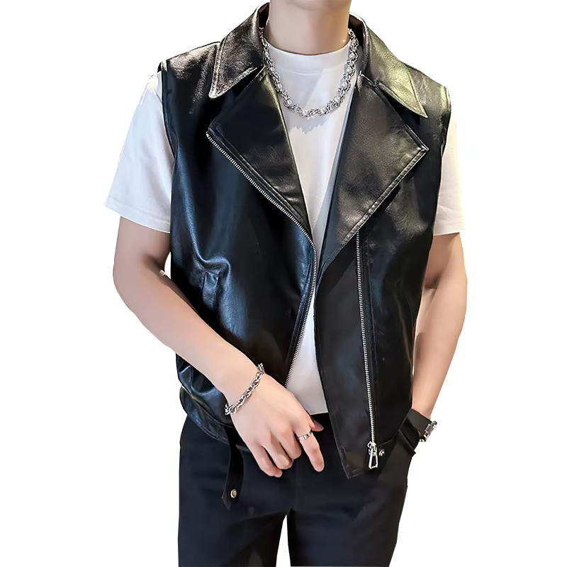 Gilet en cuir Pu pour hommes, Streetwear tendance, veste de motard, gilet de moto, Style Hip Hop, Clubwear, vêtements d'extérieur Cool de nuit