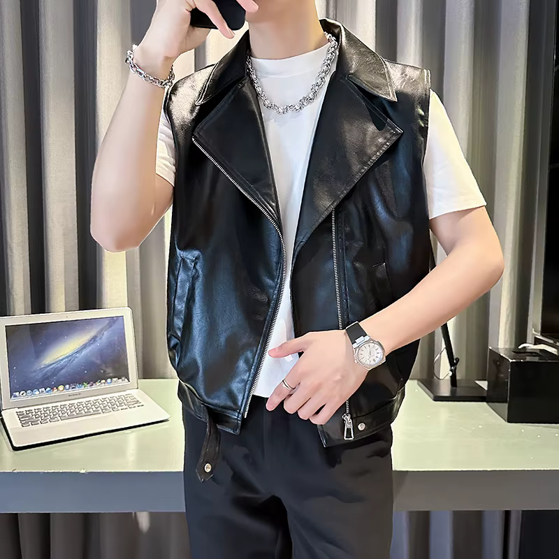 Gilet en cuir Pu pour hommes, Streetwear tendance, veste de motard, gilet de moto, Style Hip Hop, Clubwear, vêtements d'extérieur Cool de nuit