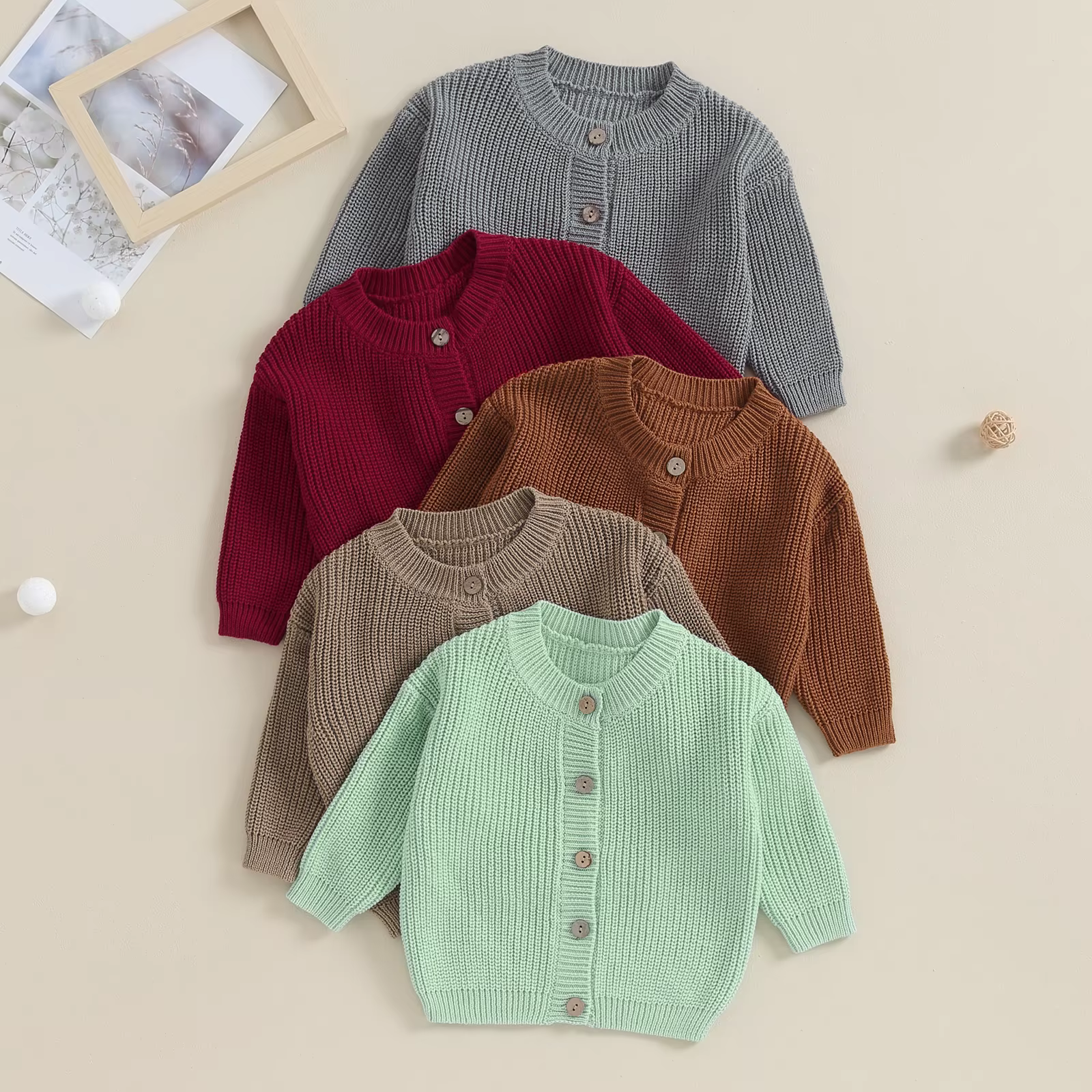 Pull à manches longues pour bébé fille et garçon, cardigan en tricot, manteau mignon, pull boutonné, automne, hiver