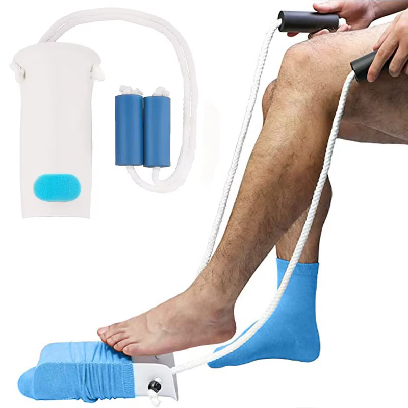 Aides à l'habillage : Dispositif d'aide à la mise et au retrait des chaussettes, glissière pour bas, dispositif d'assistance à la traction, cordon réglable pour personnes âgées, seniors et femmes ence